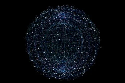 Sphere composed of lines, network data and technology Illustrazione stock
