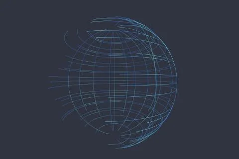 Sphere composed of lines, network data and technology イラスト素材