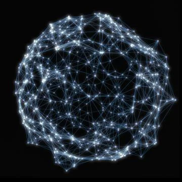 Sphere with Connected Lines and Dots Illustrazione stock