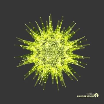 Sphere with connected lines and dots. Global digital connections. Stock Illustration