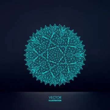 Sphere with connected lines. Global digital connections. 3d grid design. Stock Illustration