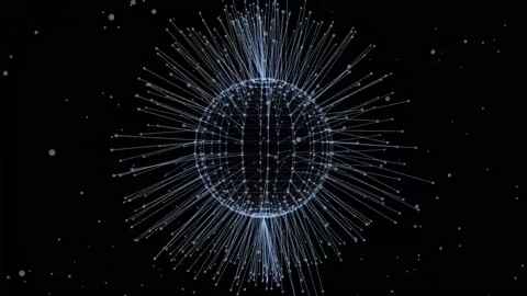 Sphere of connected nodes. Cluster net. Abstract network connection backgro.. Stock Footage 237424390