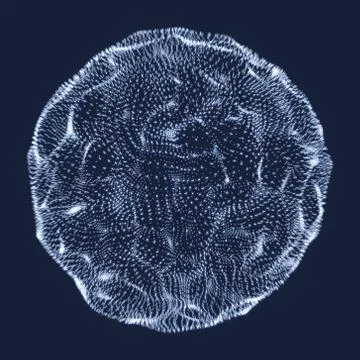 The Sphere Consisting of Points. 3D Grid Design. Technology Concept. Stock Illustration
