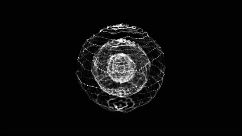Sphere consisting of points and lines. Modern wireframe elements. Vídeo Stock 147194349