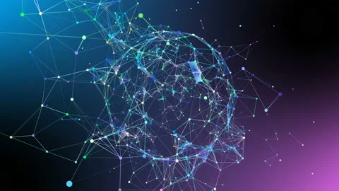 The sphere consists of triangles, points and lines. Beautiful plexus. Futuristic Stock Footage 111593005