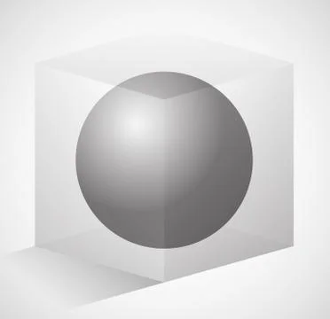 Sphere in cube. Abstract 3d illustration. Editable vector Stock Illustration