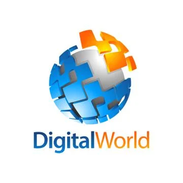 Sphere digital world globe logo concept design template Stock Illustration
