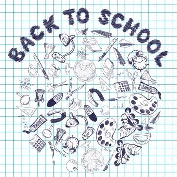 Sphere with education symbols Illustrazione stock
