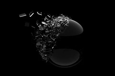 Sphere explosion on black background 3d illustration Stock Photos