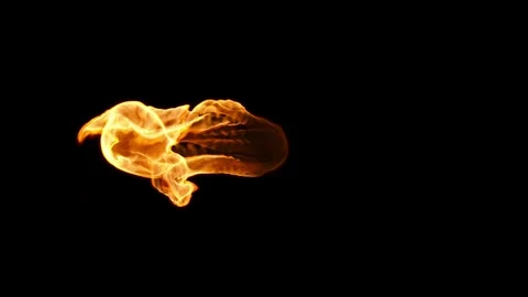 Sphere of fire in the air. Close-up of flashes. A fiery figure. Vidéo 304954272