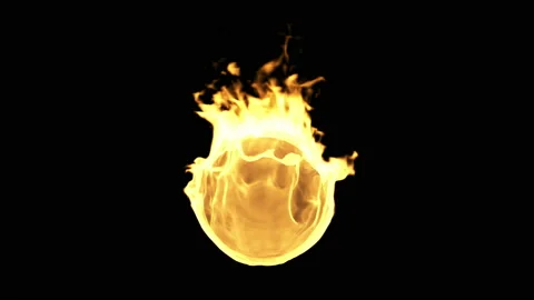 Sphere in Fire Flame Slow Motion Animation Stock Footage 128521720