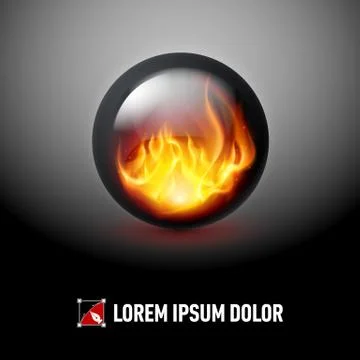 Sphere with fire flames Stock Illustration