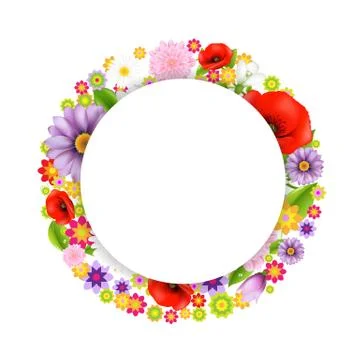 Sphere from flowers and speech bubble Stock Illustration