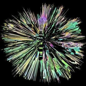 A sphere in the form of an explosion emanating from the nucleus radiating out Stock-Illustration