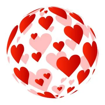 Sphere formed of hearts Stock Illustration