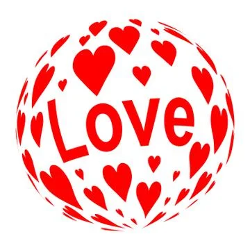 Sphere formed of red hearts Stock Illustration