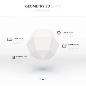 Sphere Geometry Abstract 3D Infographic And Icons Design white Color Style. Stock Illustration