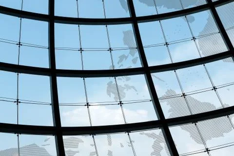 Sphere glass window frame Stock-Fotos