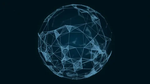 Sphere, globe and space in the form of a plexus. Abstract geometric background Stock Footage
