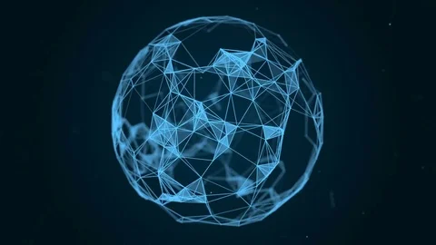 Sphere, globe and space in the form of a plexus. Abstract geometric background Stock Footage 76758824