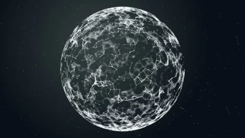 Sphere, globe and space in the form of a plexus. Abstract geometric background Stock Footage 86840527