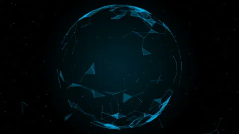 Sphere, globe and space in the form of a plexus. Abstract geometric background Stock Footage 87243436
