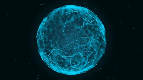 Sphere, globe and space in the form of a plexus. Plexus fantasy abstract Stock Footage 87372584