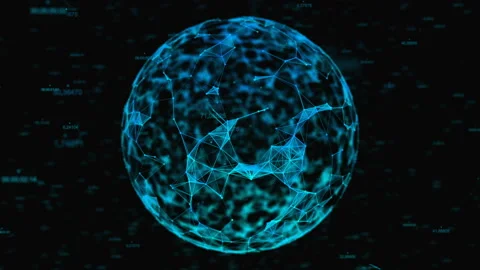 Sphere, globe and space in the form of a plexus. Abstract geometric background Stock Footage 97262325