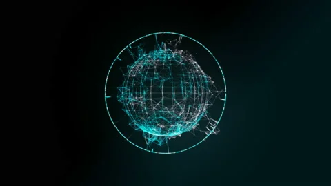 Sphere, globe and space in the form of a plexus. Abstract geometric background Stockbeeldmateriaal 104586898