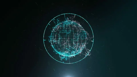 Sphere, globe and space in the form of a plexus. Abstract geometric background Stock Footage 104704920
