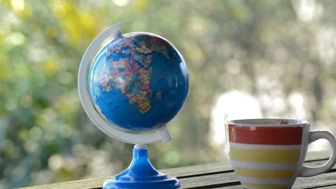 Sphere globe map earth planisphere in a green nature background Stock-Footage 194421160