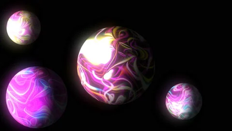 Sphere with glowing bright lines on black, 3d render background, computer Stock Footage 88935194