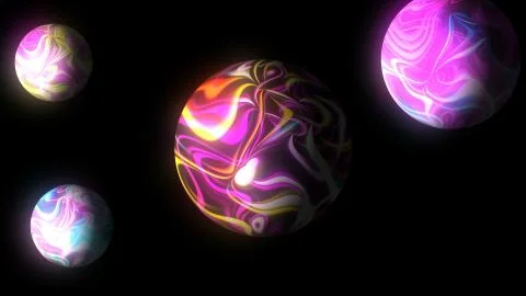 Sphere with glowing bright lines on black, 3d render background, computer イラスト素材