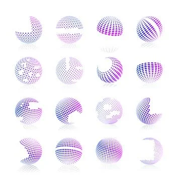 Sphere with gradient halftone fill, vector illustration. Illustrazione stock