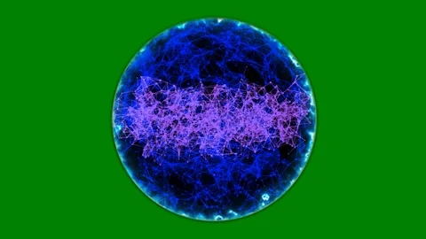 Sphere green blue pink lines image neurons in brain egg cell green screen Stock Footage 314068546