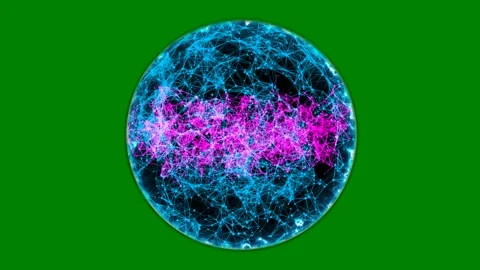Sphere green blue pink lines image neurons green screen animated chromakey Stock Footage 314068547
