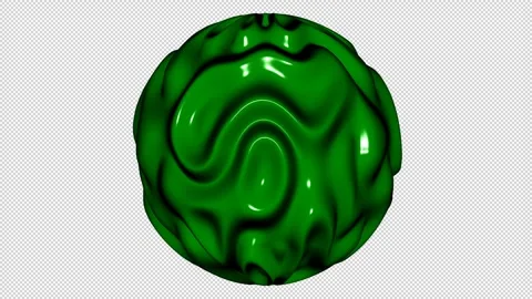 Sphere with Green Waves, Alpha Channel, Unique Design, 3D Render, Exclusive Stock Footage 270834836