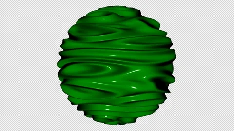 Sphere with Green Waves, Alpha Channel, 3D Render, Unique Design, Exclusive Stockbeeldmateriaal 270835351