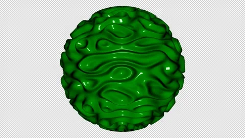 Sphere with Green Waves, Alpha Channel, 3D Render, Exclusive, Unique Design Stock Footage 270835456