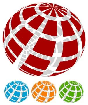 Sphere with grid of squares / Textured 3d sphere icon(s) Stock Illustration