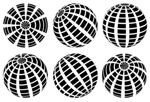 Sphere with grid of squares / Textured 3d sphere icon(s) Stock Illustration