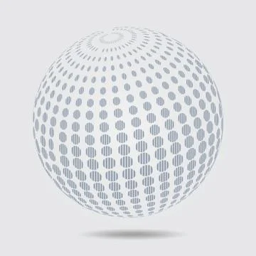 Sphere halftone pattern. Circle dotted design element isolated on white. vect Stock Illustration