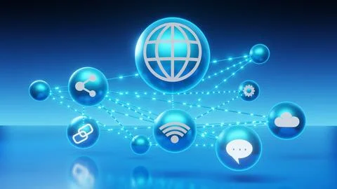 Sphere icon media data connection Stock Illustration