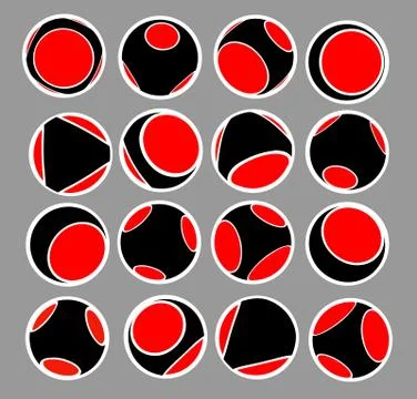 Sphere icon set in black red and white Stock Illustration