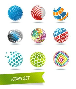 Sphere icon set Stock Illustration