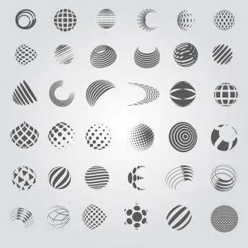 Sphere Icons Set - Isolated On Gray Background Stock Illustration