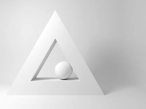 Sphere inside a triangular frame, abstract 3d render illustration Illustrazione stock