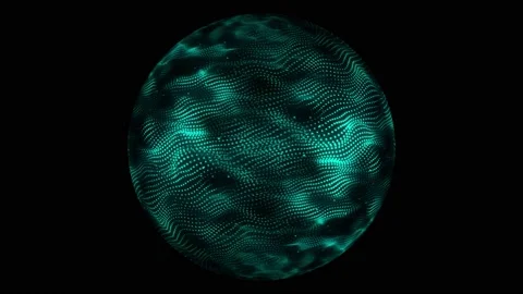 Sphere, lavender color, grid of dots, many, waves, sand, dust particles oncoming Stock Footage 236088884