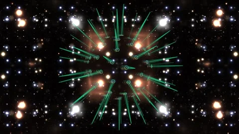 A sphere with long peaks in the middle is floating in a dark space Video stock 270956731