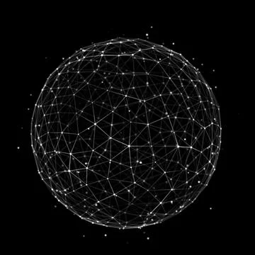 Sphere made up of points and lines. Network connection structure. Big data .. Stock Illustration